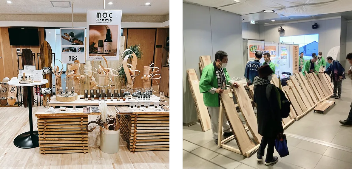 家具や天板販売の様子